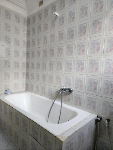 a bath tub with a shower in a bathroom at Appartement S+2 à lac 1 à côté hôtel Movempick in Tunis