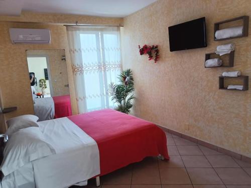 a bedroom with a bed and a tv on a wall at Crisan B&B Affittacamere in Nola