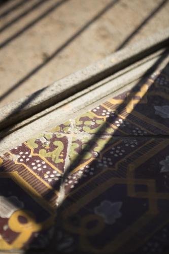 a close up of the top of a table with a pattern at Boutique Hotel I Cinque Balconi in Santa Marina Salina