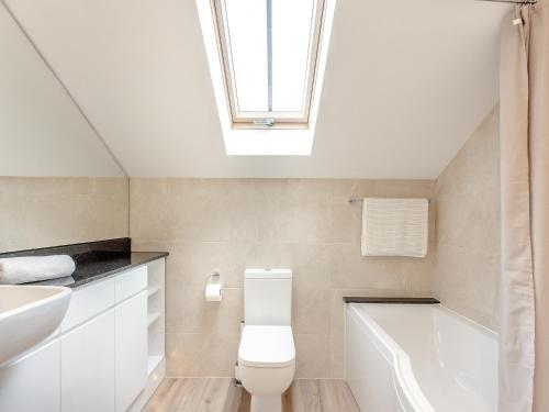 ein Badezimmer mit einem WC, einem Waschbecken und einem Dachfenster in der Unterkunft Property 3 - Uk44923 in Wroxall