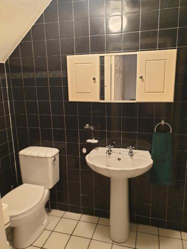 a bathroom with a toilet and a sink at Seaside 3 Bed Killybegs Property on Main Street in Killybegs