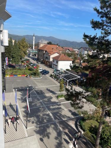 an aerial view of a street in a small town at Stan na dan Bratunac in Bratunac
