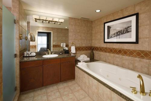 a bathroom with a tub and a sink at Sheraton Sioux Falls & Convention Center in Sioux Falls