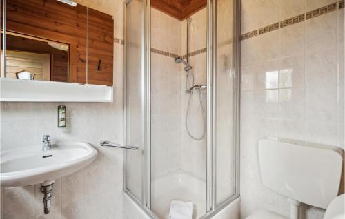 a bathroom with a shower and a sink at Amazing Home In Oberharz With Kitchen in Waldschlösschen