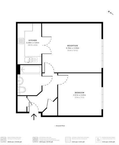 a floor plan of a house at Lovely 1 bed apartment, 15mins from Central London in London