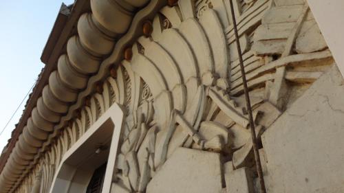 an entrance to a building with a stone wall at Cecilia Hostel in Cairo