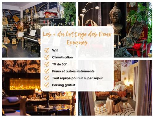 un collage de photos d'un magasin avec un signe dans l'établissement Cottage des Deux Époques - CareHost, à Saint-Genis-de-Saintonge