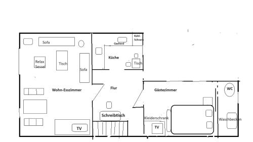 Pelan lantai bagi Ferienhaus Strauss nahe der Kyffhäuser Therme