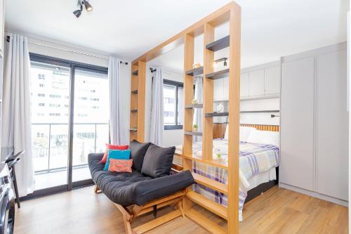 Postel nebo postele na pokoji v ubytování Studio Shopping Curitiba - BF2211