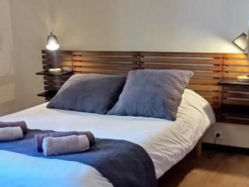 Un pat sau paturi într-o cameră la Gîte Messas, 4 pièces, 6 personnes - FR-1-590-400