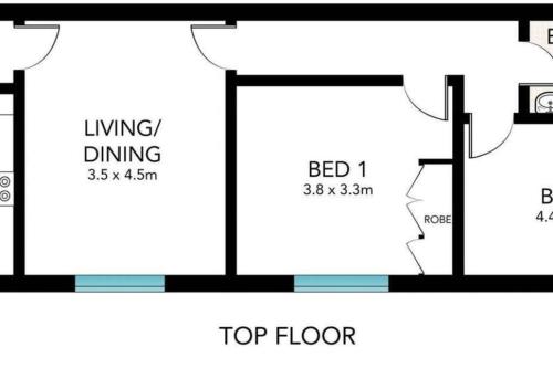 Floor plan ng HAR10 - Harriette St Hideaway 2-Bed Apt in Neutral Bay