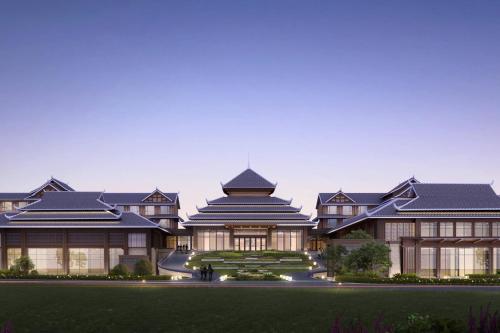 an architectural rendering of a building with a courtyard at Courtyard by Marriott Liuzhou Sanjiang in Sanjiang