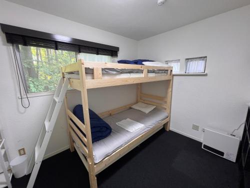 a bunk bed with a ladder in a room at TaoTechHOUSE in Hakuba