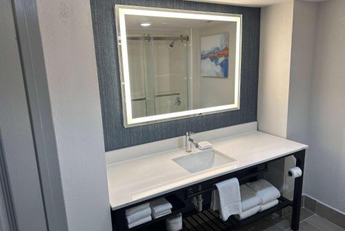 a bathroom with a sink and a mirror at La Quinta by Wyndham Birmingham Homewood in Birmingham