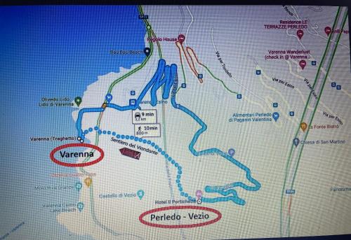 ペルレードにあるIl Portichettoの河川地図の接近