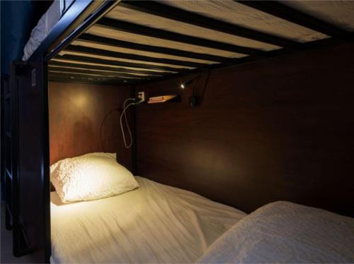 圖盧茲的住宿－Hostel Toulouse Wilson，双层床的下铺配有灯