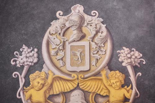a painting of a crest with two angels at Duomo Luxury Florence in Florence