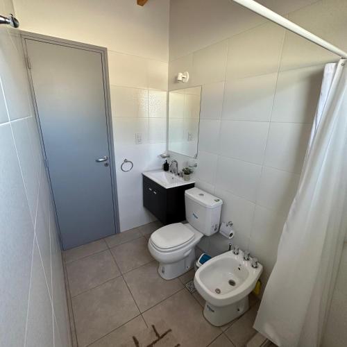a bathroom with a toilet and a sink and a shower at Espectacular departamento a estrenar en Mendoza in Godoy Cruz