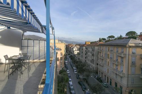 a view of a city street from a balcony at CasaViva - Blue Penthouse with parking in Santa M in Santa Margherita Ligure