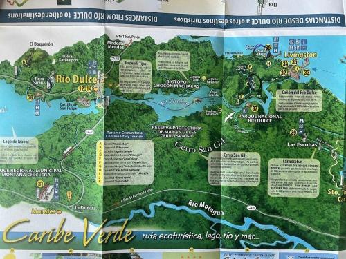 a map of the turtleventventure park at Tortugal Boutique River Lodge in Rio Dulce