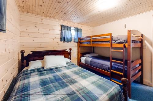 een slaapkamer met 2 stapelbedden in een hut bij Owl's Nest in Greenville