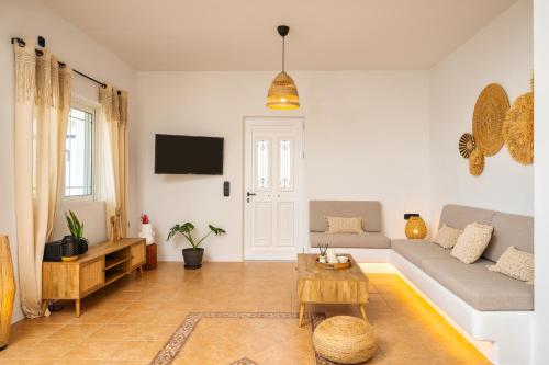 TV a/nebo společenská místnost v ubytování Anemos house Ios