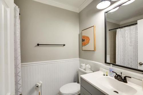 a bathroom with a sink and a toilet and a mirror at Summerville Vacation Rental 4 Mi to Downtown! in Summerville