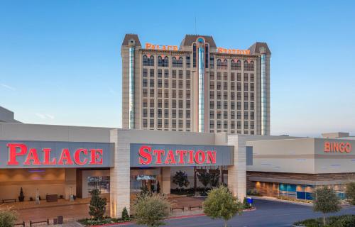 a large hotel with a large building in the background at Palace Station Hotel & Casino in Las Vegas
