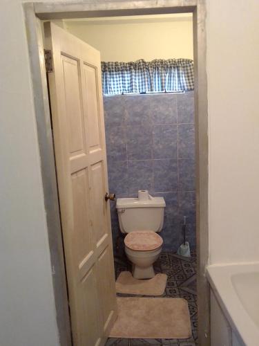 ein Badezimmer mit einem weißen WC und einem Waschbecken in der Unterkunft Anne y clarence in Jerningham Junction