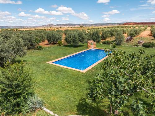 an overhead view of a large yard with a swimming pool at Finca & SPA Vereda Real in Alcaraz