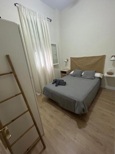 1 dormitorio con cama y ventana en Habitación en Plaza Mina, en Cádiz