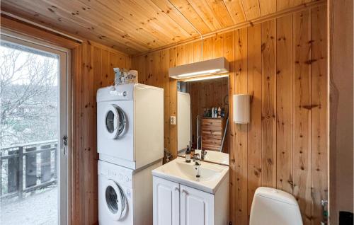 een keuken met een witte koelkast en een wastafel bij Nice Home In Venabygd With Wifi in Venabygd