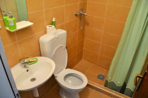 a bathroom with a toilet and a sink at Mostar Downtown Hostel in Mostar