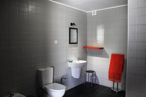 a bathroom with a toilet and a sink at Agroturismo Quinta De Travancela in Amarante