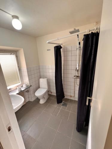 HBA Appartments في مالمو: حمام مع مرحاض ومغسلة ودش