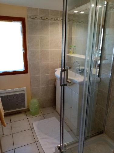 a bathroom with a shower and a sink at Chambres d'Hôtes d' En Jouti in Avignonet-de-Lauragais