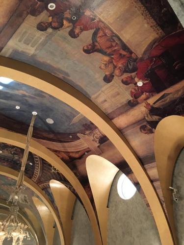 a ceiling of a building with a painting on it at HAKONE DOMA in Hakone