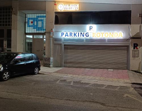 a car parked in front of a parking garage at M&M's house in Thessaloniki