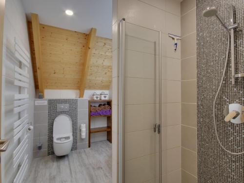 a bathroom with a toilet and a shower at Chalet U Krále-3 by Interhome in Kořenov
