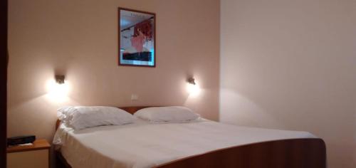 a bedroom with a white bed with two pillows at Apartment Medulin (112-1) in Medulin