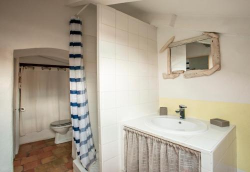 een badkamer met een wastafel en een toilet bij Toit Terrasse centre historique in Ajaccio