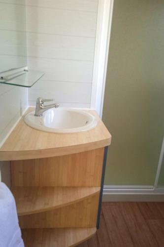 a bathroom with a sink and a mirror at Holiday Home Le Domaine du Lambon-2 by Interhome in Prailles
