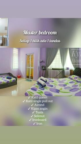 a poster of a bedroom with a bed in a room at Kyrina Homestay in Kuala Terengganu