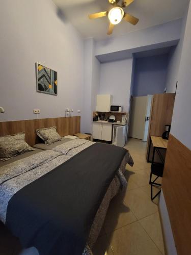 a bedroom with a bed and a ceiling fan at Mini-hotel Casa de la Luz in Alicante