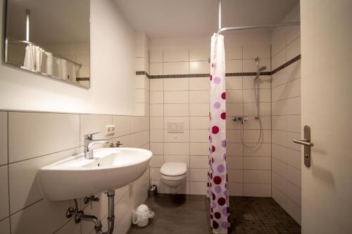 y baño con lavabo y aseo. en Kalles Ferienhaus, en Veckenstedt
