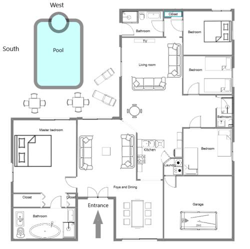 a floor plan of a house with at Serhii Villa Orlando - Heated Pool, Spa, Game Room - close to Disney in Davenport