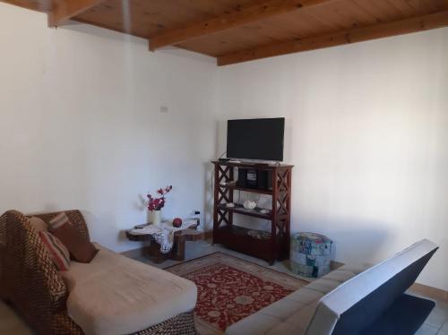 ein Wohnzimmer mit einem Sofa und einem TV in der Unterkunft Sol y Luna 1 in Perito Moreno