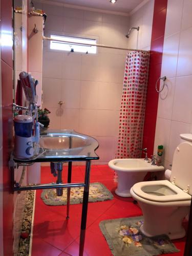 a bathroom with a sink and a toilet at Departamento Oberá amplio zona centro in Oberá