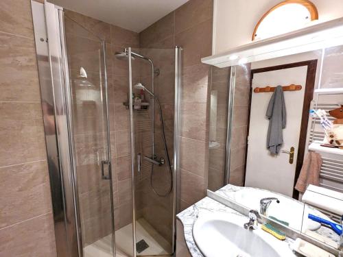 a bathroom with a shower and a sink at Appartement La Clusaz, 2 pièces, 6 personnes - FR-1-459-217 in La Clusaz