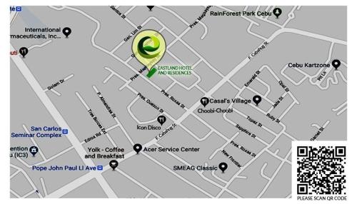 a map with a green circle on it at Eastland Hotel And Residences in Cebu City